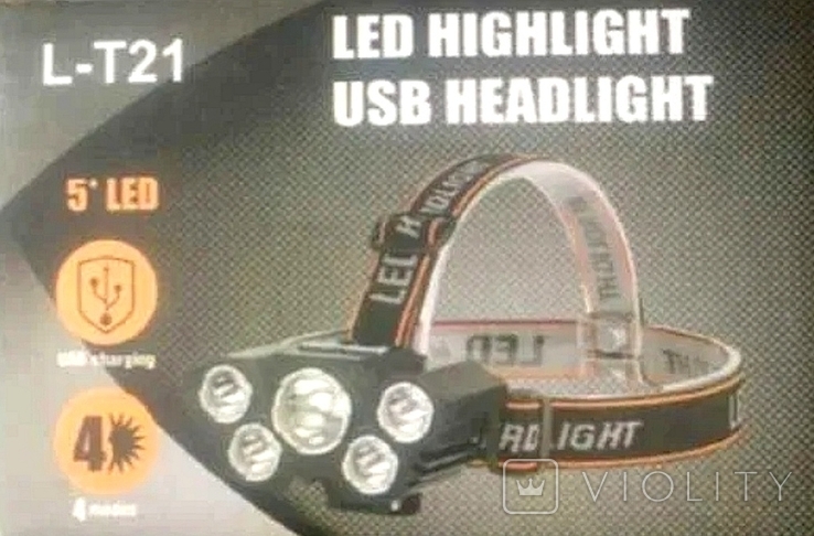 Аккумуляторный налобный фонарик, ліхтар, фонарь кемпинг, зарядка от USB, фото №3