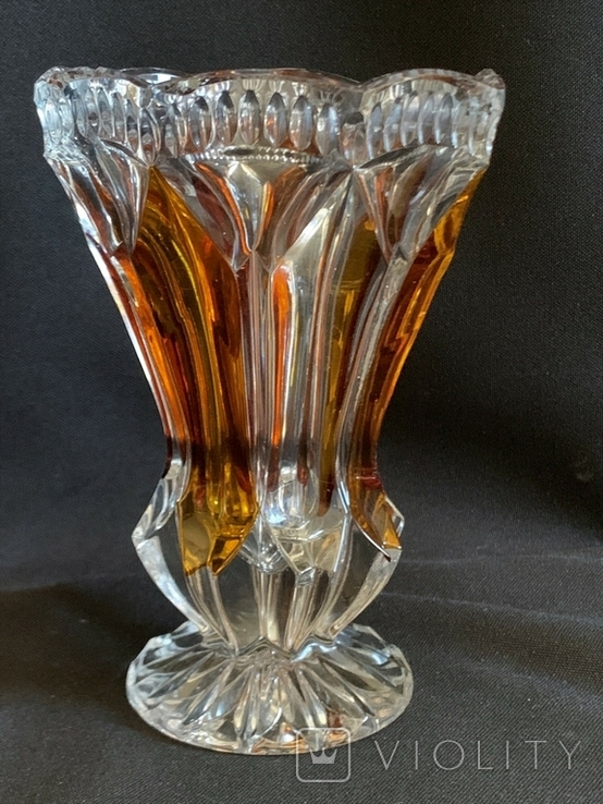 Antique vase of very complex hand cut colored lead tin crystal 