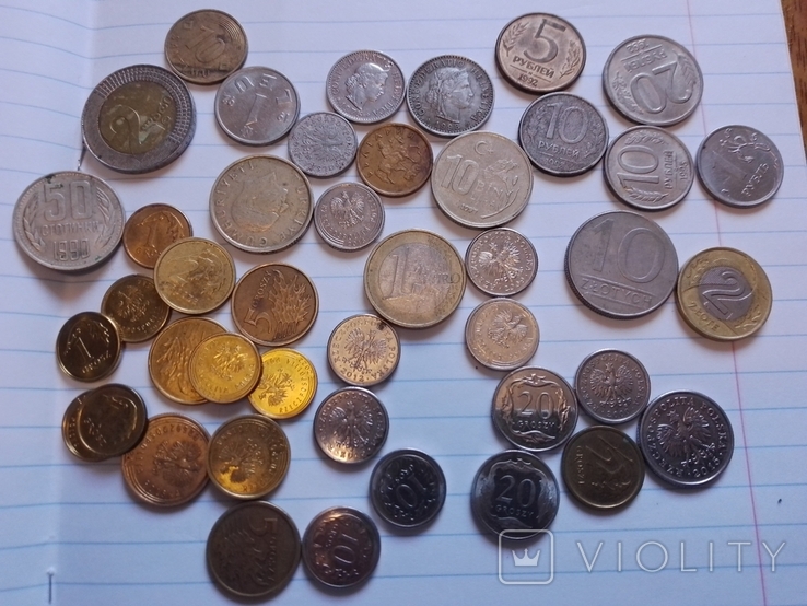 Монеты Польши и других Государств, смотрите описание, всего 43 монеты, фото №2