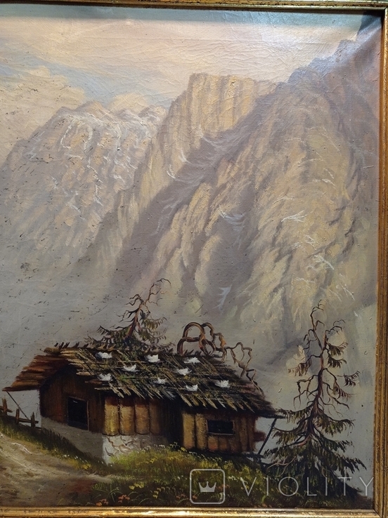 Painting House in the Austrian Alps, 79x59 cm, oil, XIX century, Schottner, Germany.Original, photo number 7