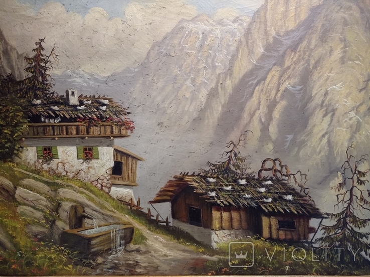 Painting House in the Austrian Alps, 79x59 cm, oil, XIX century, Schottner, Germany.Original, photo number 8