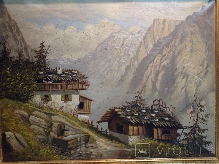 Painting House in the Austrian Alps, 79x59 cm, oil, XIX century, Schottner, Germany.Original, photo number 10