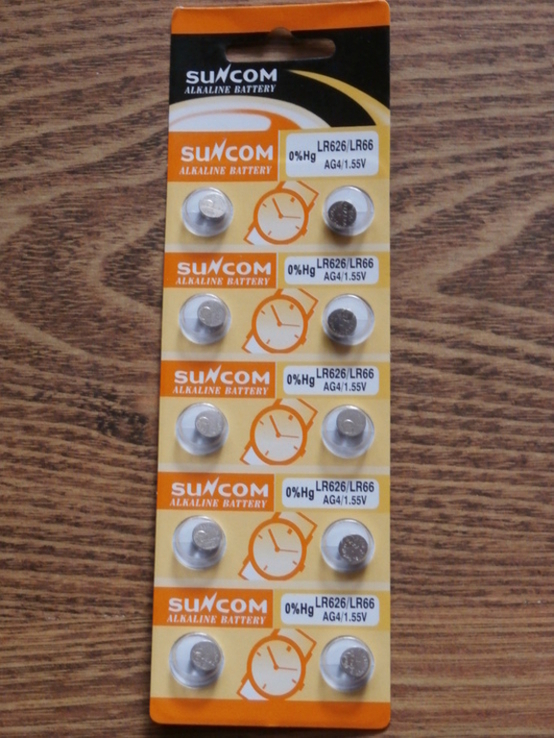 Батарейка LR626/LR66 AG4/1.55v Suncom Alkaline Battery Блистер 10 батереек, фото №2