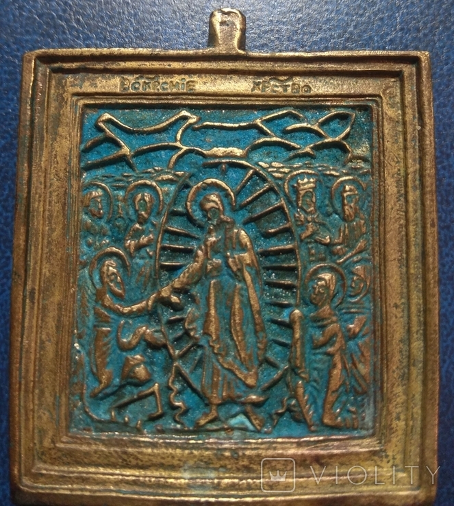 Икона Воскресение Христово, медное литье, эмаль, XIX век, 5 см 4,5см, фото №5
