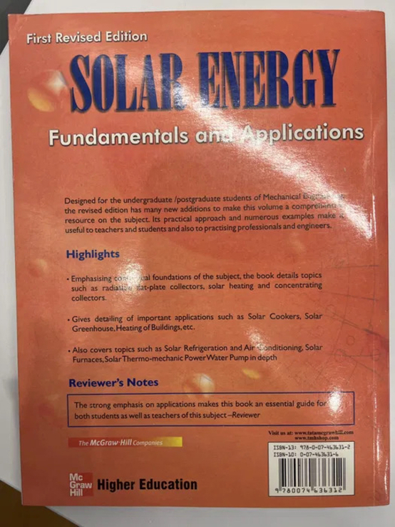 Книга Solar Energy. Fundamentals and Applications, numer zdjęcia 4