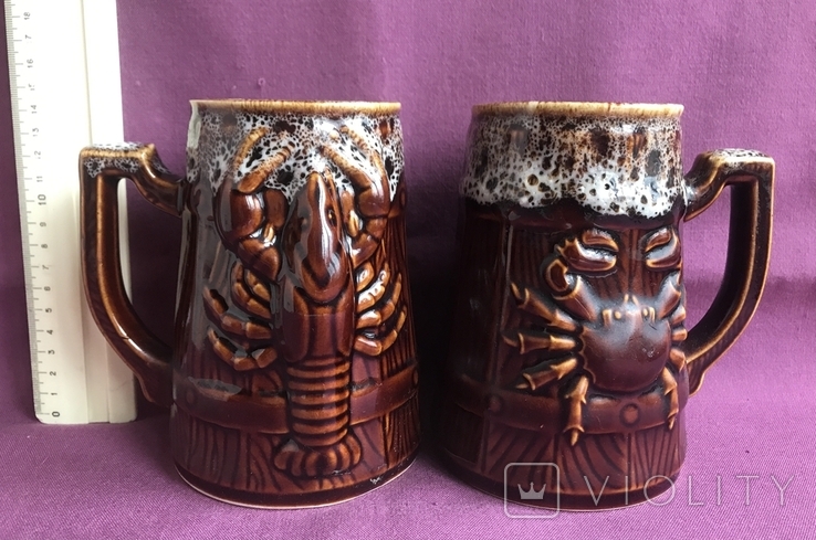 Cancer and Crab beer mugs/mugs. A couple. Pottery., photo number 2
