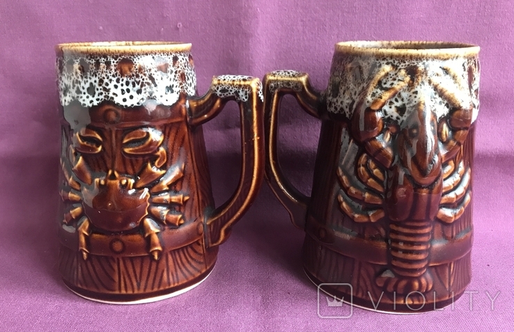 Cancer and Crab beer mugs/mugs. A couple. Pottery., photo number 4