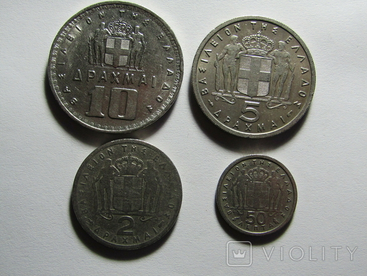 Монети Грециї 4 шт. 1954-59р., фото №2