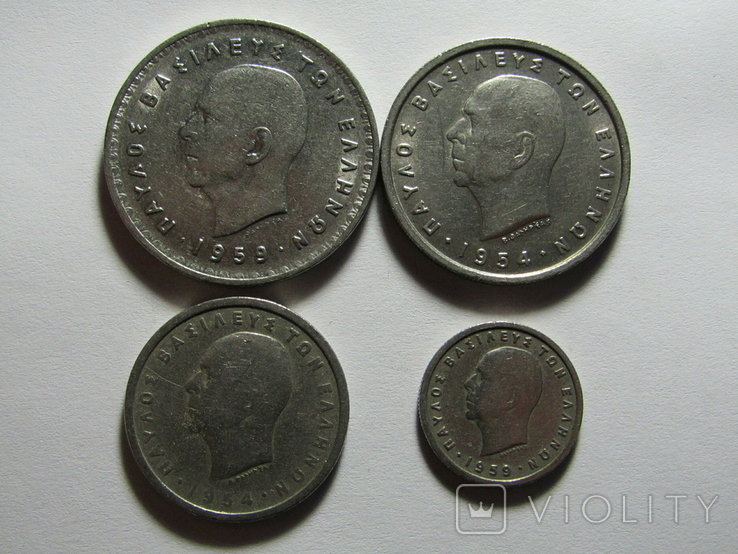 Монети Грециї 4 шт. 1954-59р., фото №7
