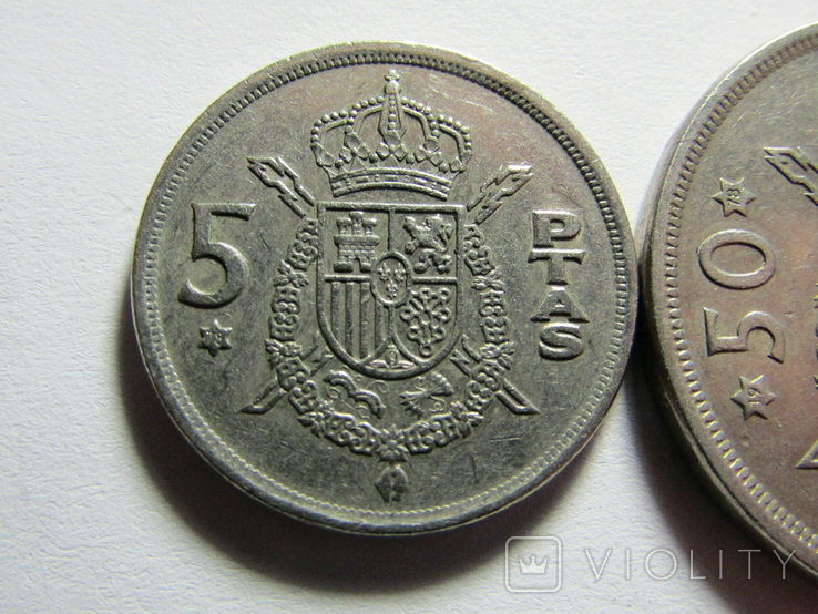 5 та 50 песет 1975 Іспанія, фото №3