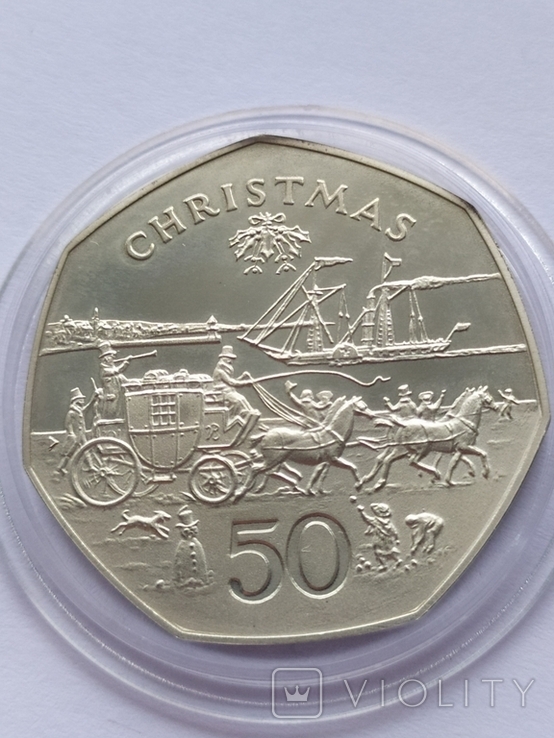 50 pence 1980 Maine Christmas silver proof, photo number 2