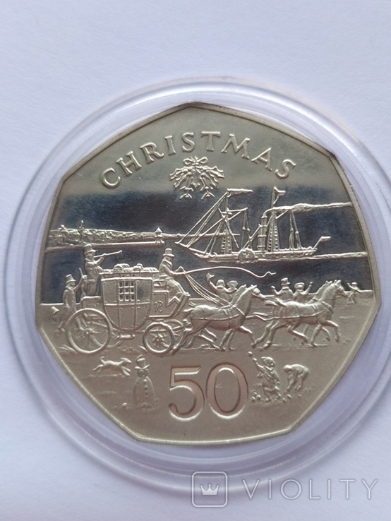 50 pence 1980 Maine Christmas silver proof, photo number 5