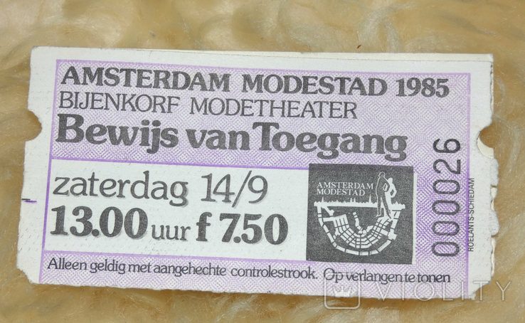 Ticket to the Bijenkorf Modetheater, September 14, 1985, photo number 2