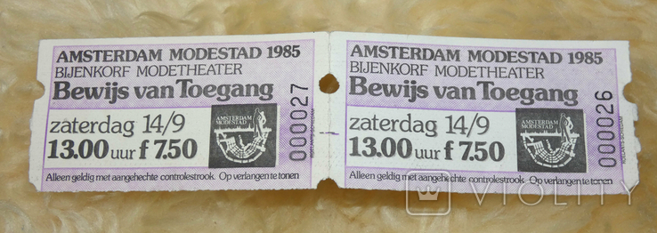 Ticket to the Bijenkorf Modetheater, September 14, 1985, photo number 3