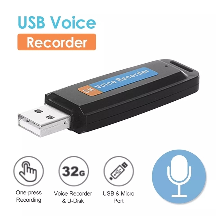  Диктофон-Флешка Профессиональный Аудио USB Диктофон до 32 Гб, фото №2
