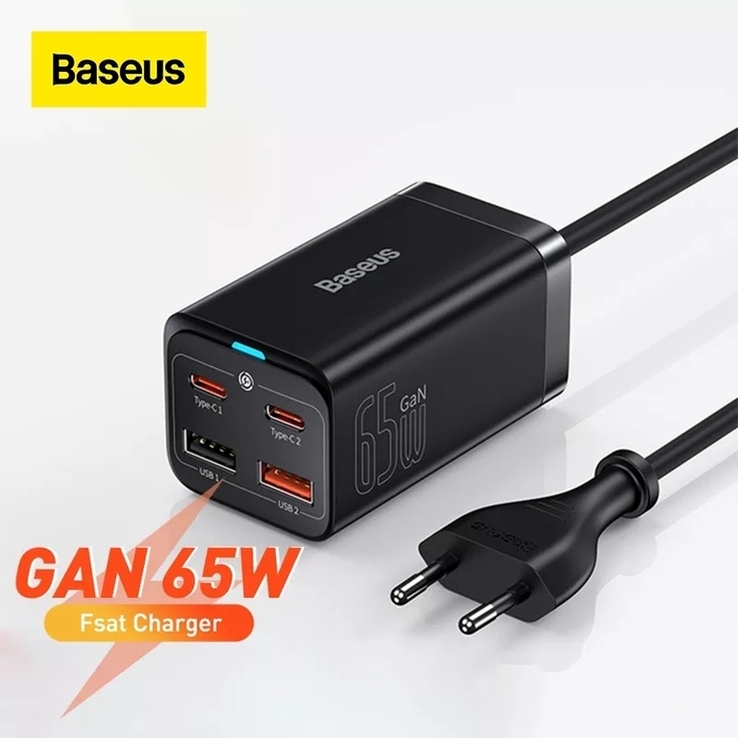 Baseus 65W GaN 3 Pro 2 USB-A + 2 Type-C + USB 100W в Подарок, photo number 2