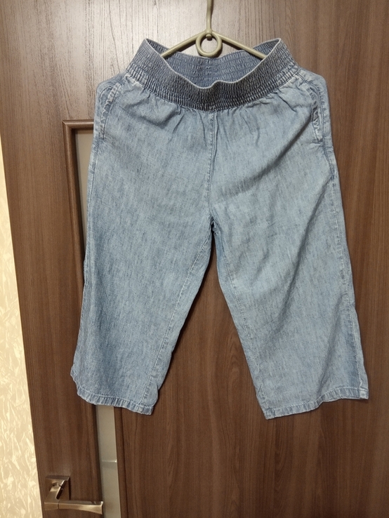 Широкие короткие летние штаны джинсы на девочку 9 лет рост 134 см. б/у, фото №2