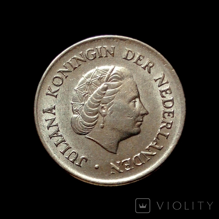 Нидерланды 25 центов 1967 г., фото №2