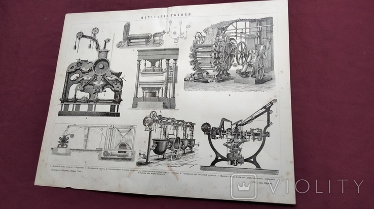 1907 год Ткань Ткачество Техника Антикварная литография отпечатана 1907 году, фото №4