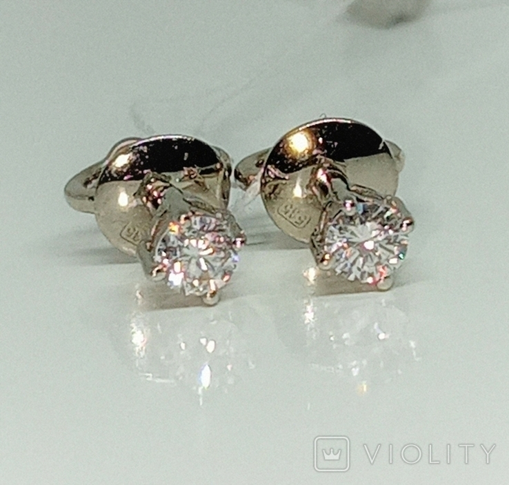 Earrings, studs, carnations, Diamond Diamant 0.17-0.18Ct white gold 585