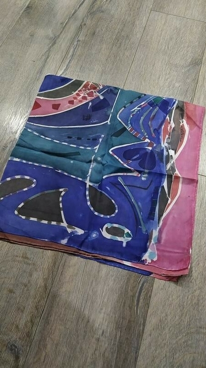 Большой легкий шелковый платок стиле picasso,натуральный шелк, ручная роспись,роуль, фото №8