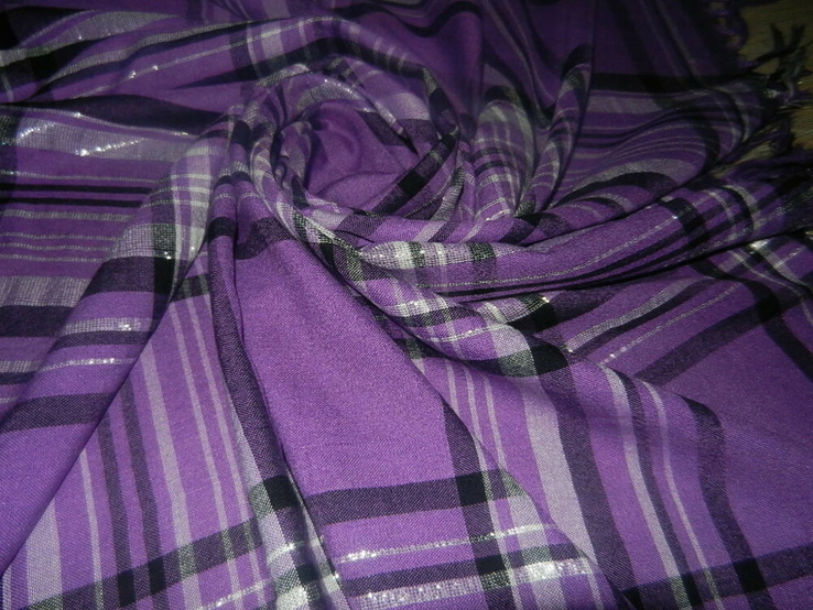 Donna piu*италия большая сиреневая шаль,платок с кистями новый, photo number 7