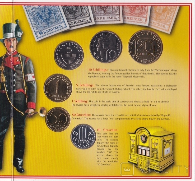 Austria Austria - set of 6 coins 10 50 Groschen 1 5 10 20 Schilling 2000 in the booklet, photo number 2