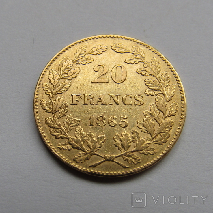 20 франков 1865 г. Бельгия, фото №5