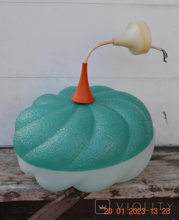 Chandelier, shade, plastic lamp "Pumpkin". Made in the USSR. Height 17 cm. Diameter 30 cm. No3, photo number 2