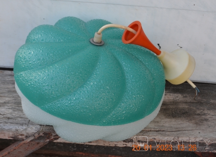 Chandelier, shade, plastic lamp "Pumpkin". Made in the USSR. Height 17 cm. Diameter 30 cm. No3, photo number 3