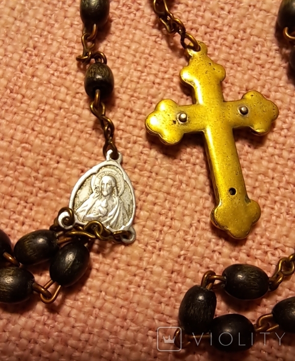 Католические чотки чётки вервица, распятие накладное, латунь, фото №5