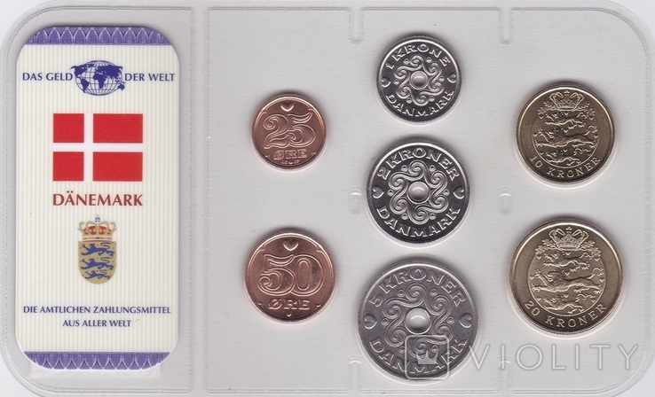 Denmark Denmark - set of 7 coins 25 50 Ore 1 2 5 10 20 Kroner 1998 - 2008 sealed, photo number 2
