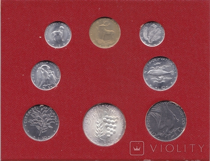 Vatican Vatican Set 8 coins 1 2 5 10 20 50 100 ( 500 silver) Lire 1971 a/X - in cardboard, photo number 3