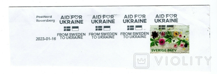 Envelope clipping 2022 Sweden for Ukraine, city Rosersberg