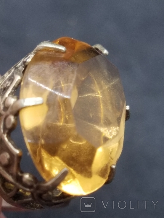 Серебряное кольцо 875 пр. с камнем, фото №4
