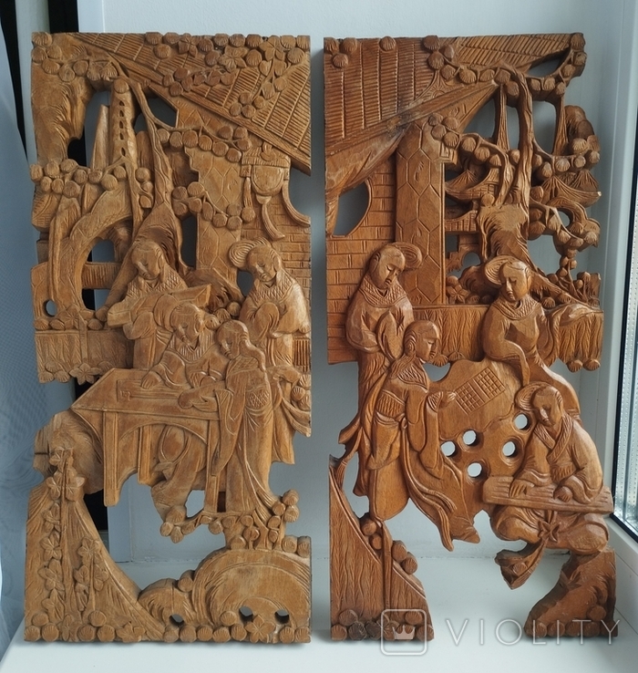 Two panels made of handmade wood