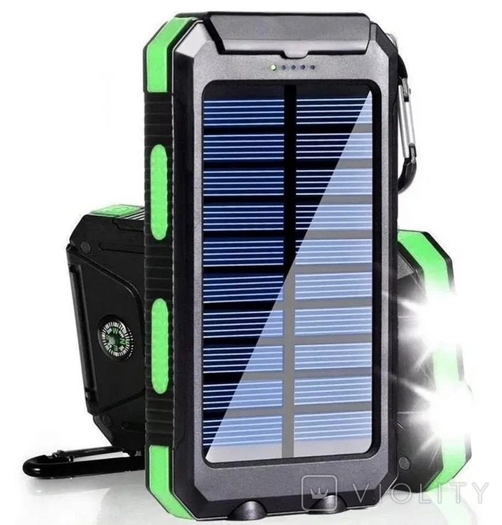 Повербанк фонарь компас powerbank Solar ліхтарик, сонячна батарея, фото №8