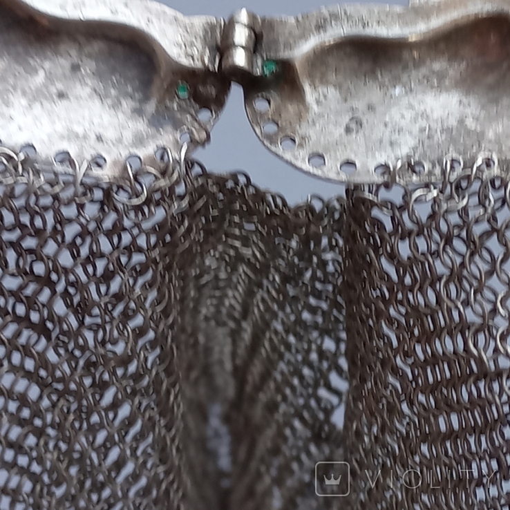 Cocktail/theatrical handbag, chain mail weaving, silver, 144 grams, Art Deco, photo number 9
