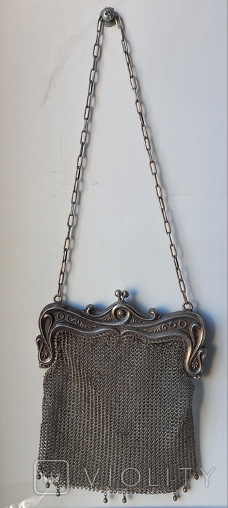 Cocktail/theatrical handbag, chain mail weaving, silver, 144 grams, Art Deco, photo number 11
