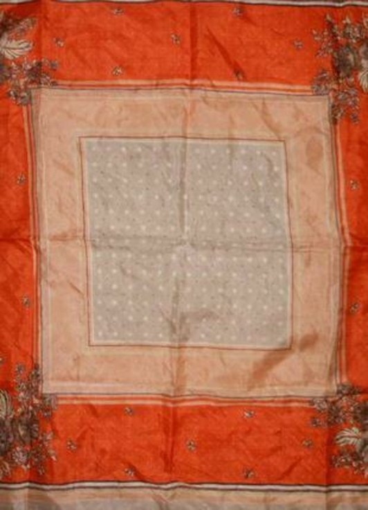 Винтажный невесомый шелковый платок с узорами,терракотовый,натуральный шелк, photo number 3