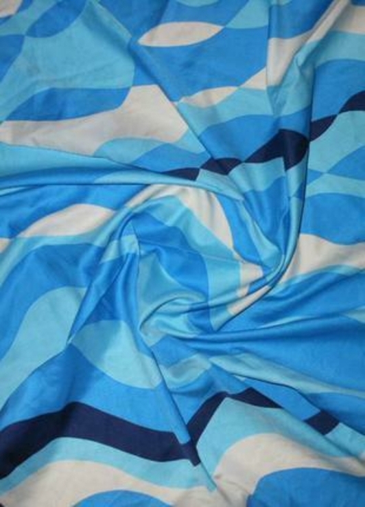 Платок косынка шелк атлас италия! большой голубой платок, фото №3