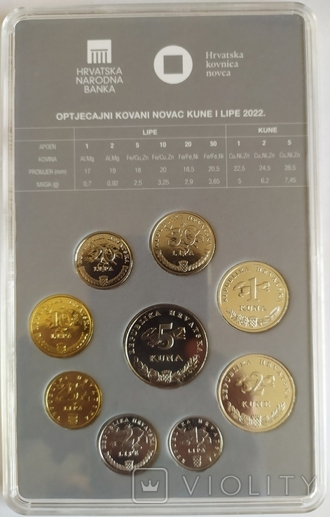 Croatia Croatia - Mint set of 9 coins 1 2 5 10 20 50 Lipa 1 2 5 Kuna 2022 in a case, photo number 2