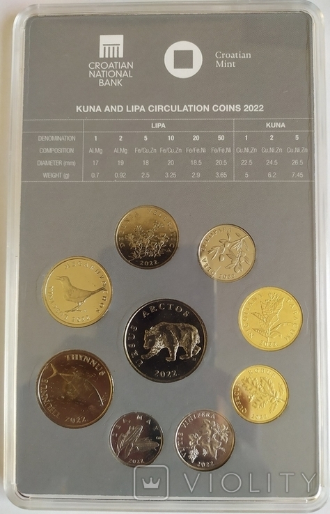Croatia Croatia - Mint set of 9 coins 1 2 5 10 20 50 Lipa 1 2 5 Kuna 2022 in a case, photo number 3