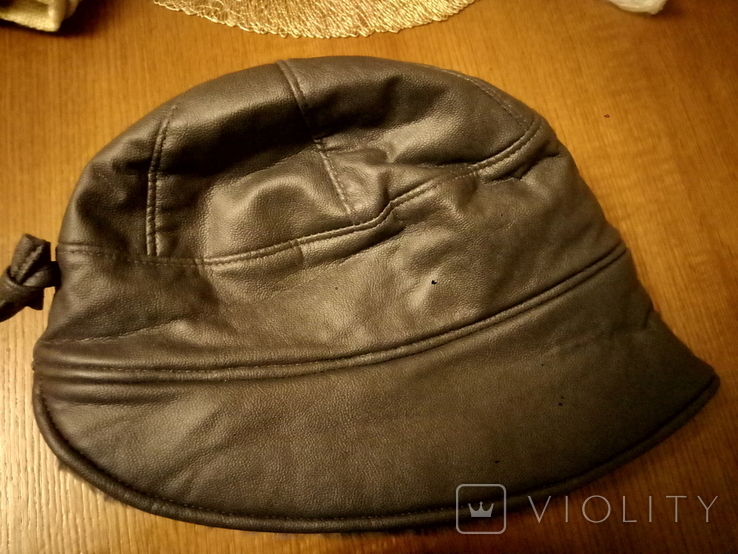 Leatherette hat with faux fur.Razm.58.Ukraine., photo number 3