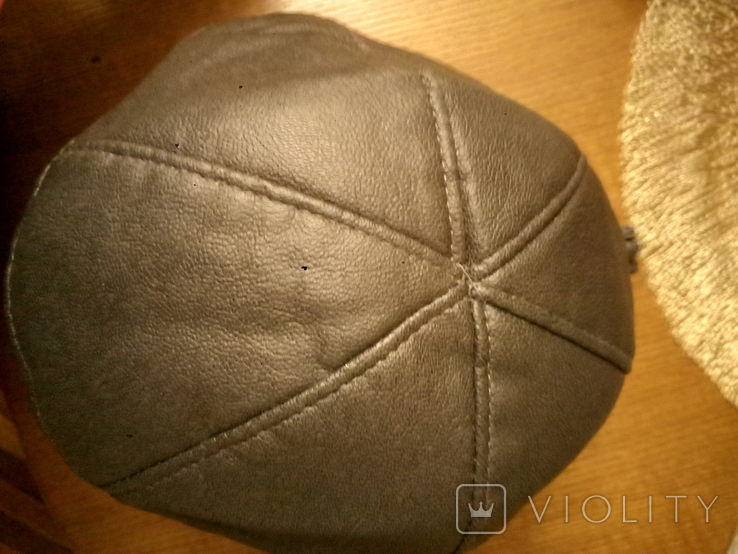 Leatherette hat with faux fur.Razm.58.Ukraine., photo number 4