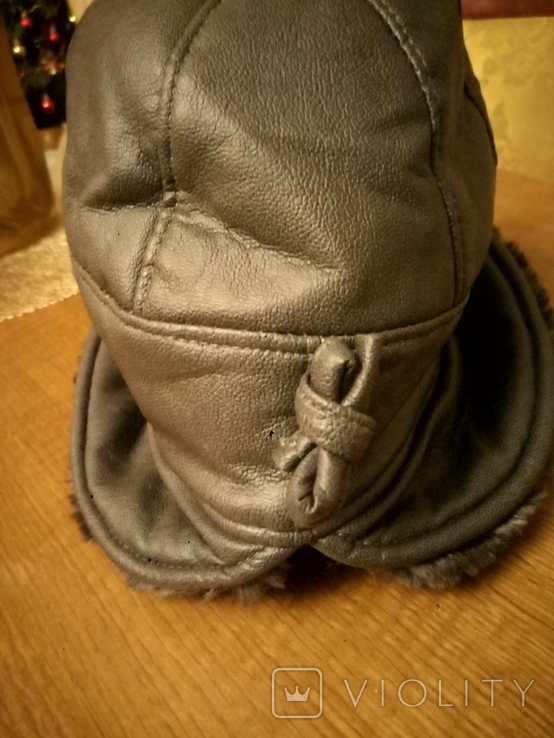 Leatherette hat with faux fur.Razm.58.Ukraine., photo number 5