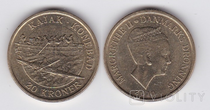 Denmark, Denmark - 20 Kroner 2010 Ship - Kayak - Umiak