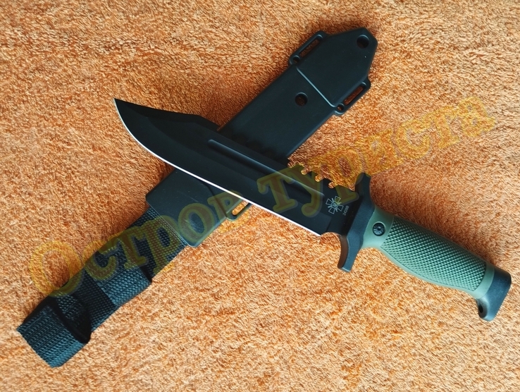 Охотничий тактический нож Columbia 2428B хаки с пластиковым чехлом 30см, фото №2