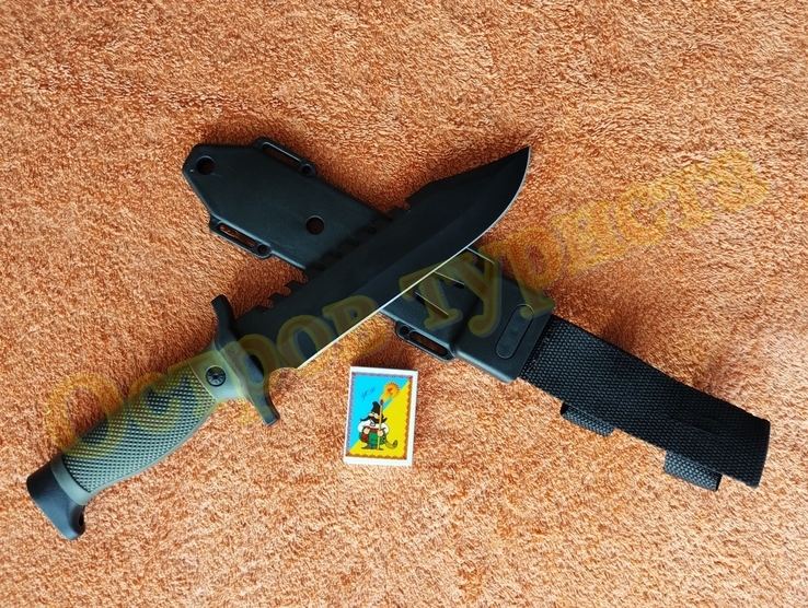 Охотничий тактический нож Columbia 2428B хаки с пластиковым чехлом 30см, фото №4