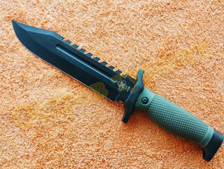 Охотничий тактический нож Columbia 2428B хаки с пластиковым чехлом 30см, фото №6